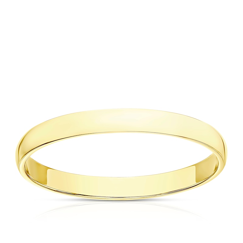 9ct Yellow Gold 2mm Heavy D Shape Ring