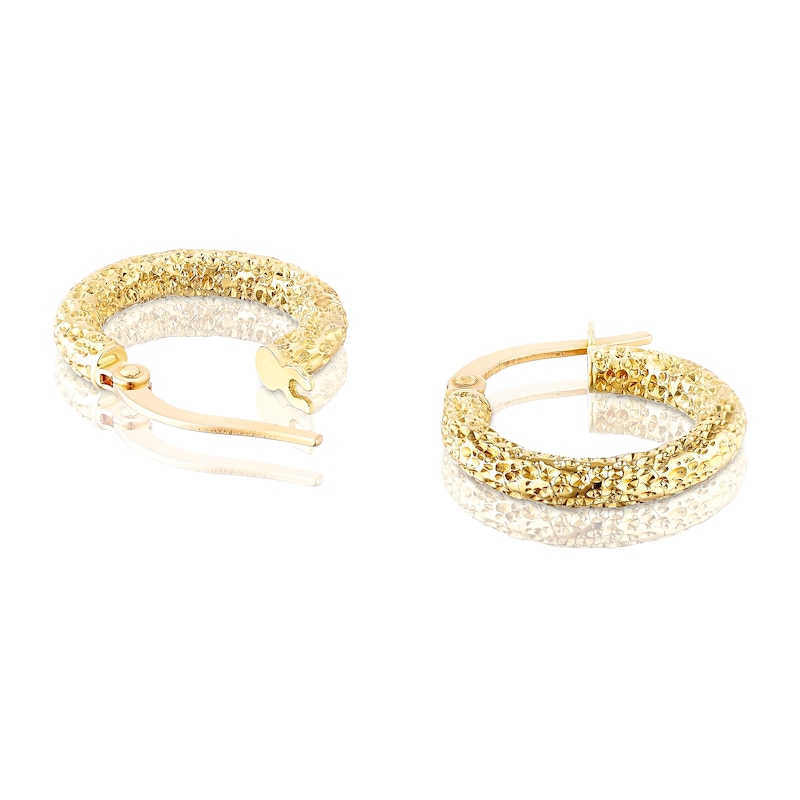 9ct Yellow Gold Sparkle 10mm Hoop Earrings