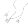 Thumbnail Image 1 of Sterling Silver Cubic Zirconia Princess Cut Solitaire Pendant & Earring Set