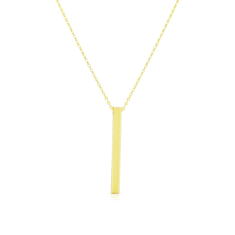 9ct Yellow Gold Bar Drop Pendant Necklace