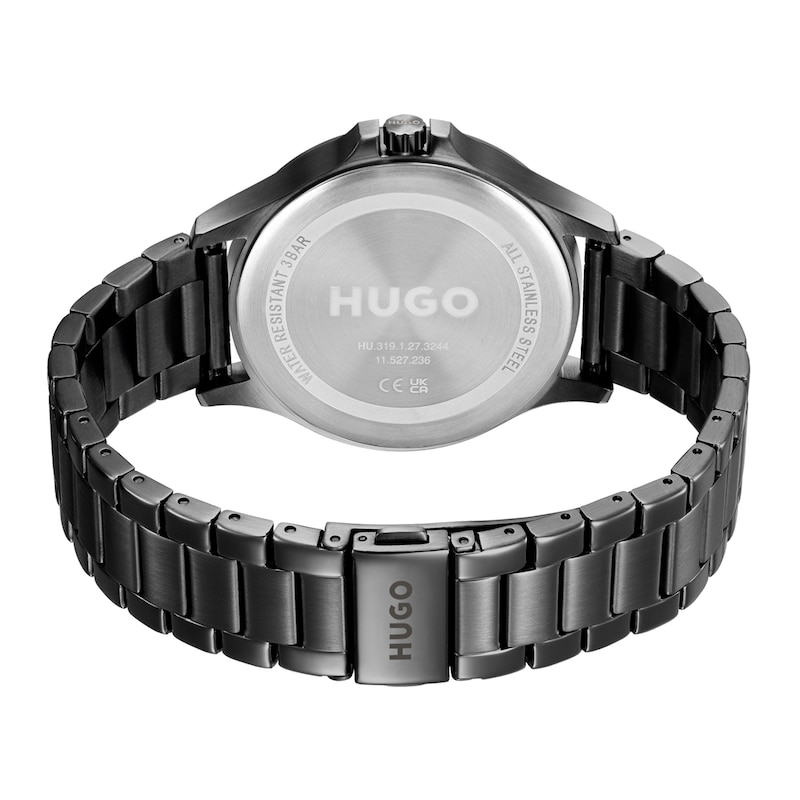 HUGO #LEAP Men's Black IP Bracelet Watch