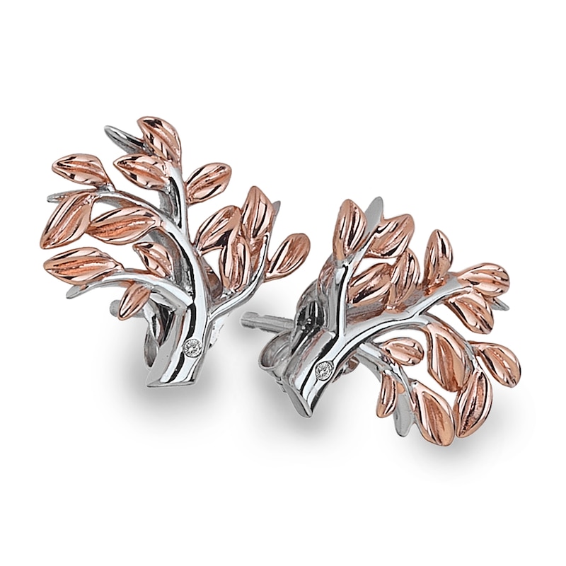 Silver  Rhodium  & Rose Gold DiamondTree Earrings