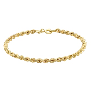9ct Yellow Gold 7.25 Inch Rope Chain Bracelet H.Samuel