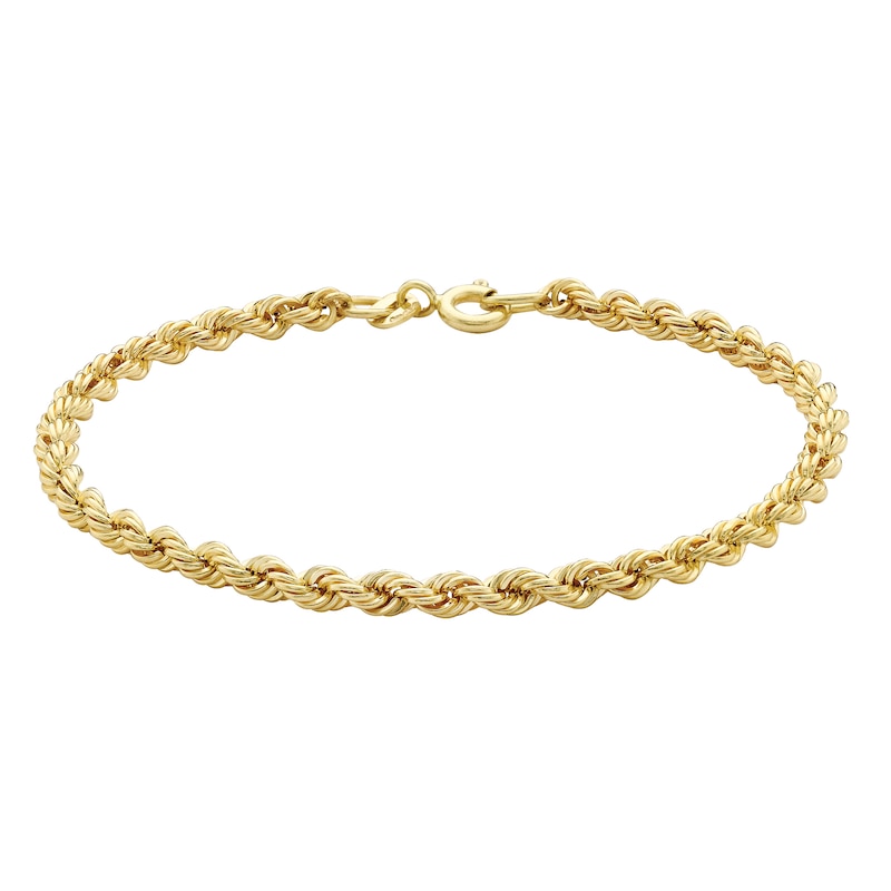 9ct Yellow Gold 7.25 Inch Rope Bracelet