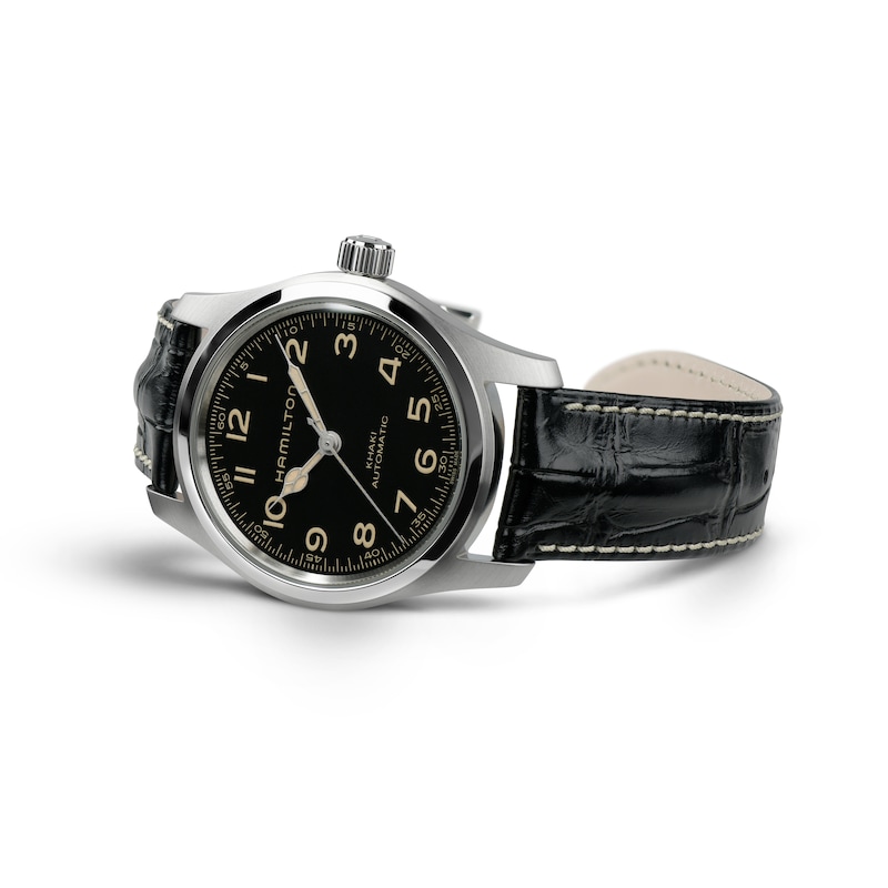 Hamilton Khaki Field Murph Black Leather Strap Watch