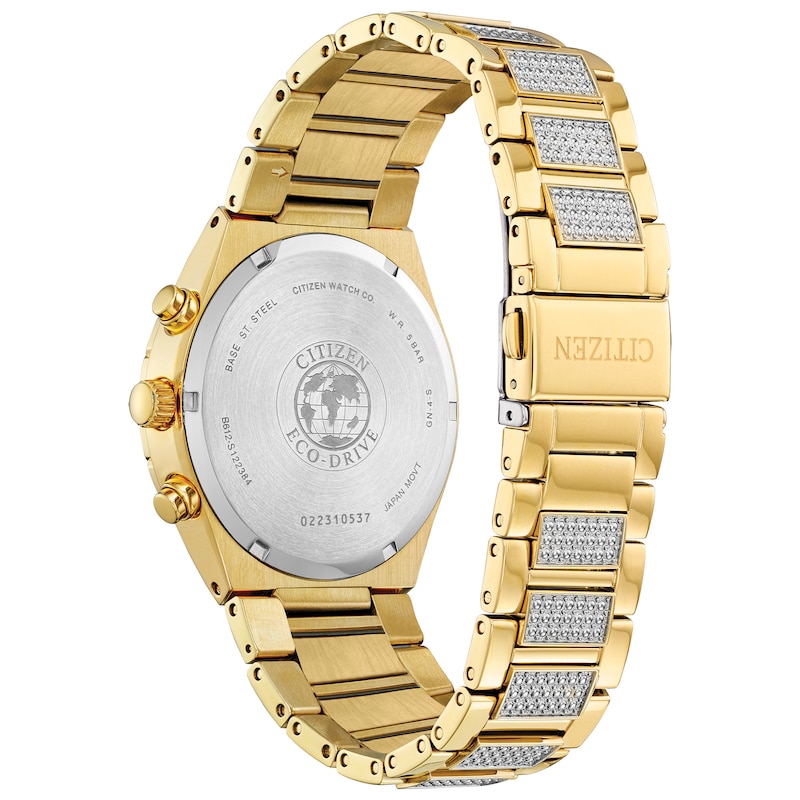 Citizen Crystal Men's Yellow Gold Tone Bracelet Watch
