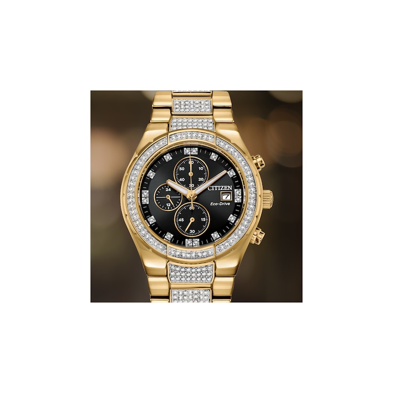 Citizen Crystal Men's Yellow Gold Tone Bracelet Watch
