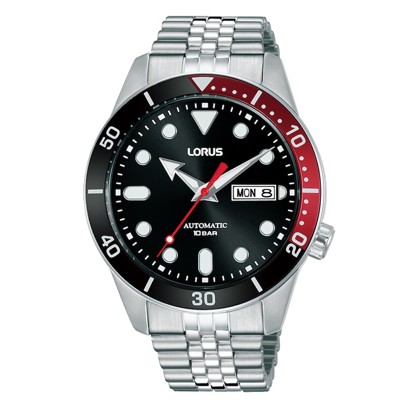 Lorus Sports Automatic Men's Black Dial Stainless Steel Bracelet Watch
