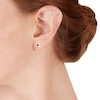 Thumbnail Image 1 of Silver Diamond & Garnet January Birthstone Earrings