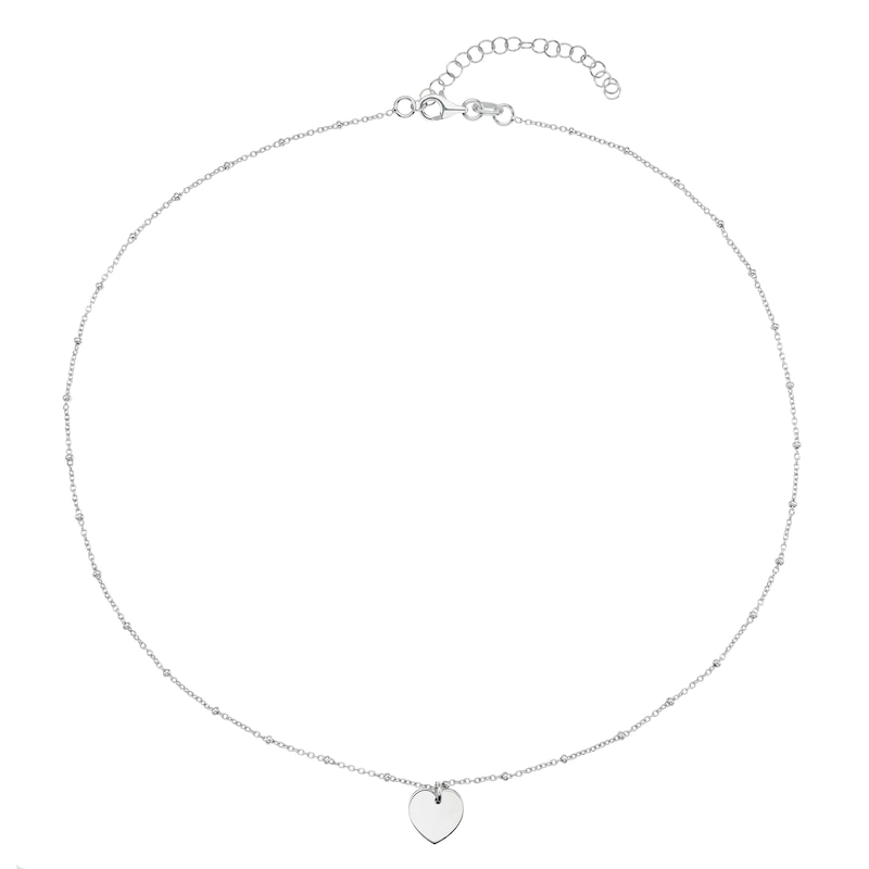 Sterling Silver Heart Disc Fancy Chain Engravable Necklet