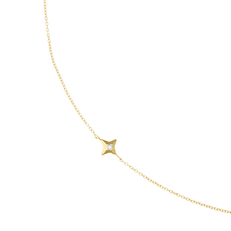 Sterling Silver & 18ct Gold Plated Vermeil Diamond Three Star Station Necklace