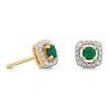 Thumbnail Image 0 of Sterling Silver & 18ct Gold Plated Vermeil Diamond & Created Emerald Earrings