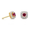 Thumbnail Image 0 of Sterling Silver & 18ct Gold Plated Vermeil Diamond & Created Ruby Earrings