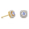 Thumbnail Image 0 of Sterling Silver & 18ct Gold Plated Vermeil Diamond & Tanzanite Halo Earrings
