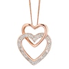 Thumbnail Image 0 of 9ct Rose Gold Diamond Set Double Heart Pendant