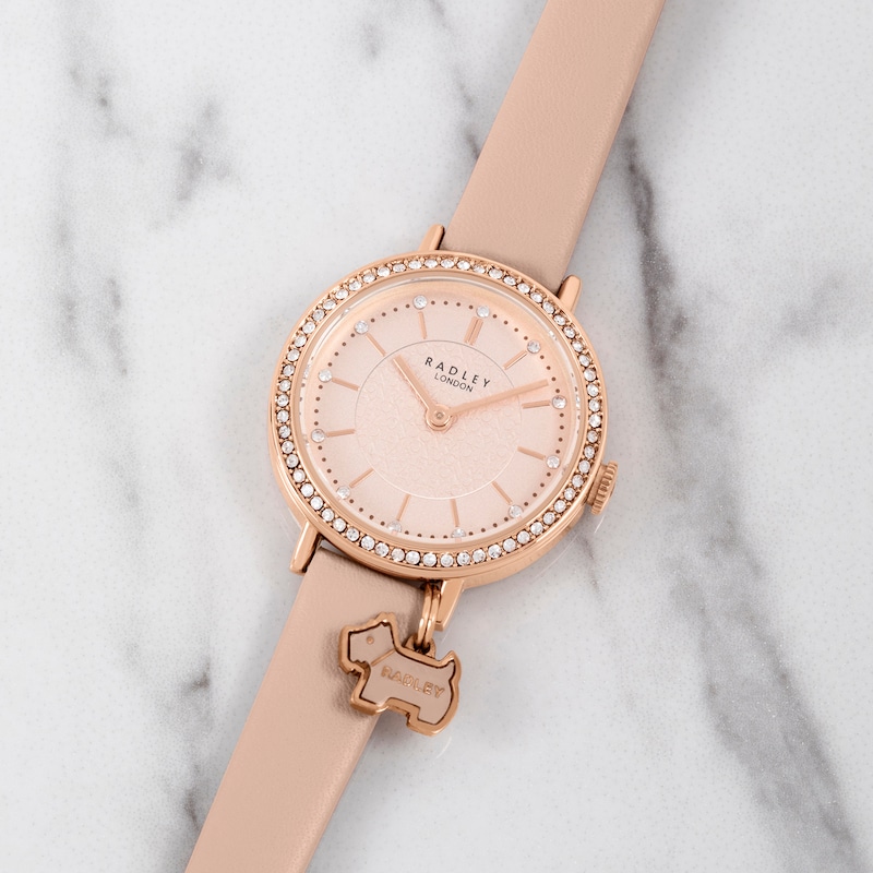 Radley Ladies' Crystal Bezel Pink Leather Strap Watch