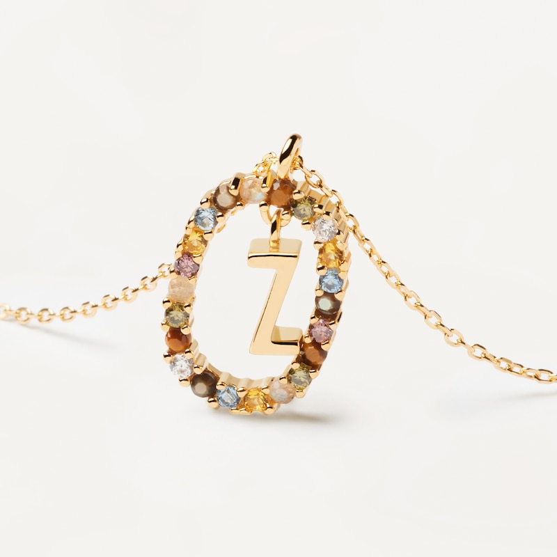 PDPAOLA  18ct Gold Plated Gemstones Initial Z Pendant