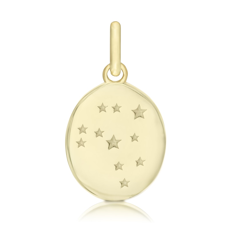 9ct Yellow Gold Sagittarius Constellation Disc Pendant Charm