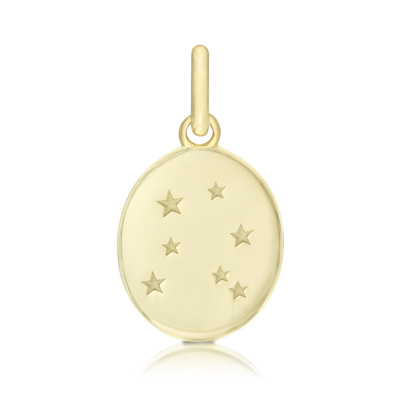 9ct Yellow Gold Libra Constellation Disc Pendant Charm