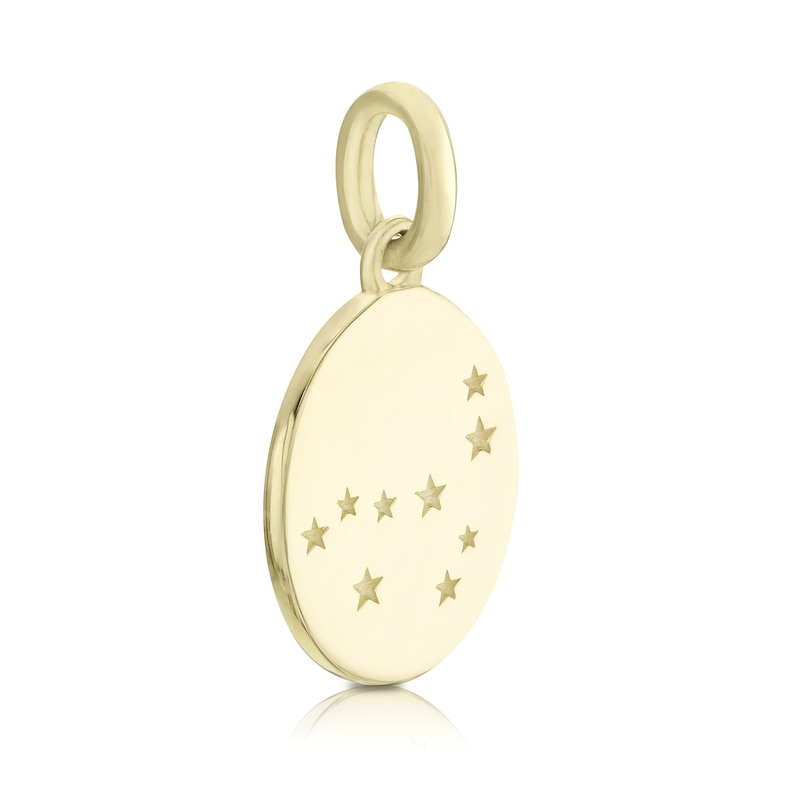 9ct Yellow Gold Capricorn Constellation Disc Pendant Charm