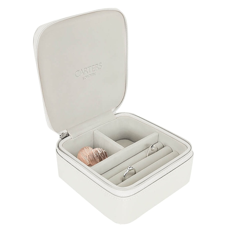 Carters Square Chalk White Zip Up Travel Jewellery Box
