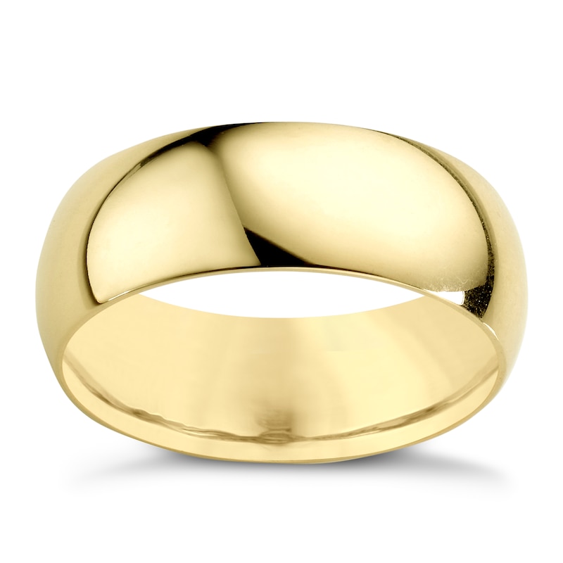18ct Yellow Gold 7mm Extra Heavy D Shape Ring