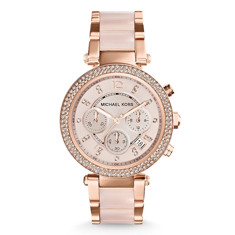 Michael Kors Parker Ladies' Rose Gold Stainless Steel & Ceramic Watch