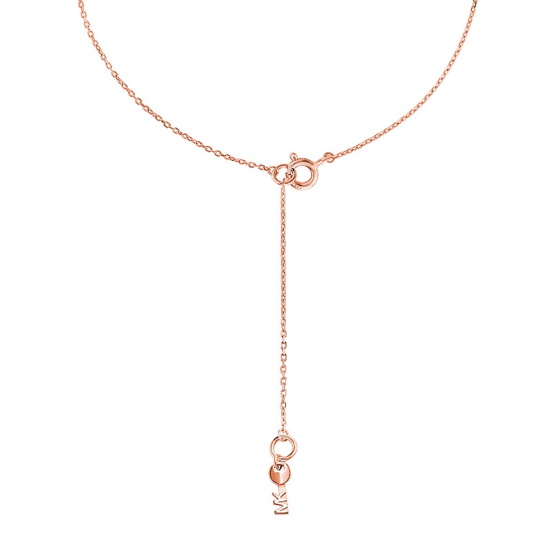 Michael Kors 14ct Rose Gold Plated CZ MK Heart Necklace.