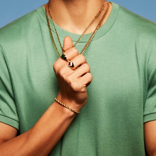 Sterling Silver & 18ct Gold Plated Vermeil Malachite & Diamond Ring H