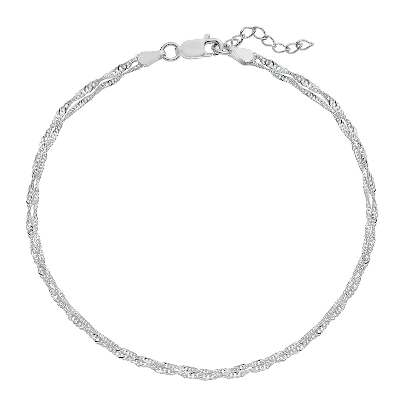 Sterling Silver Twisted Double Chain Anklet