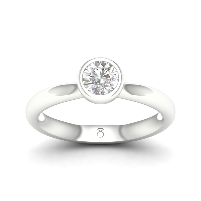 The Diamond Story 18ct White Gold Rub Over Solitaire 0.50ct Diamond Ring