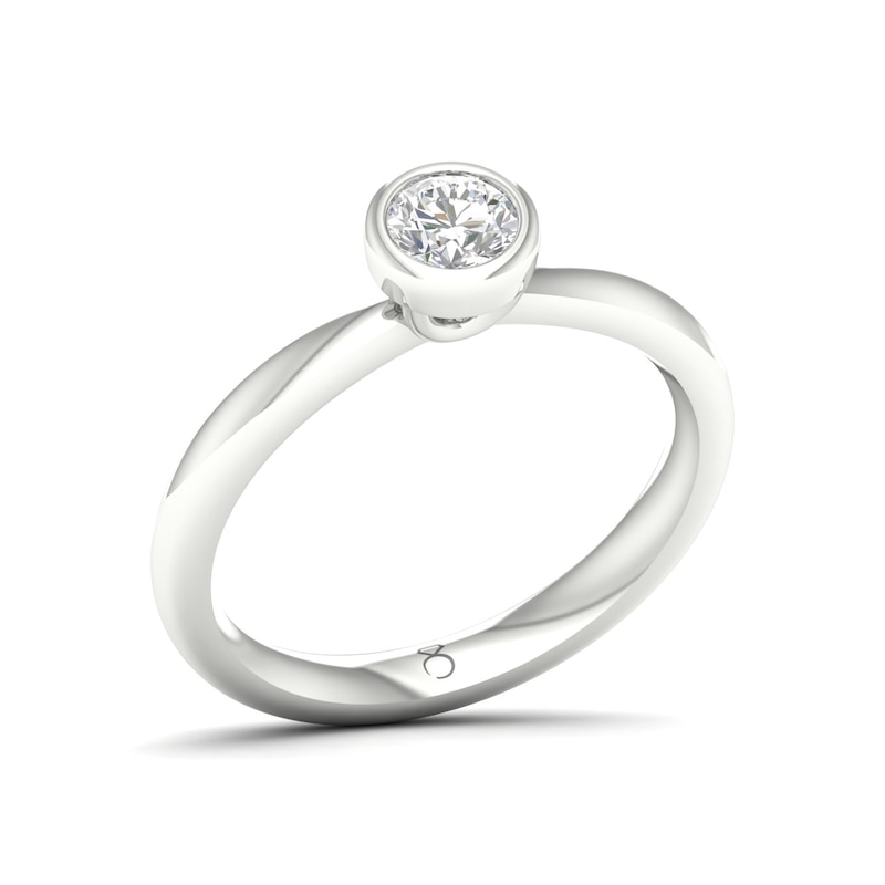 The Diamond Story 18ct White Gold Rub Over Solitaire 0.30ct Diamond Ring