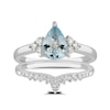 Thumbnail Image 0 of Perfect Fit 9ct White Gold Pear Aquamarine & Diamond Bridal Set