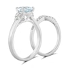 Thumbnail Image 1 of Perfect Fit 9ct White Gold Pear Aquamarine & Diamond Bridal Set