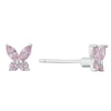 Thumbnail Image 0 of Children's Silver Pink Cubic Zirconia Butterfly Stud Earrings