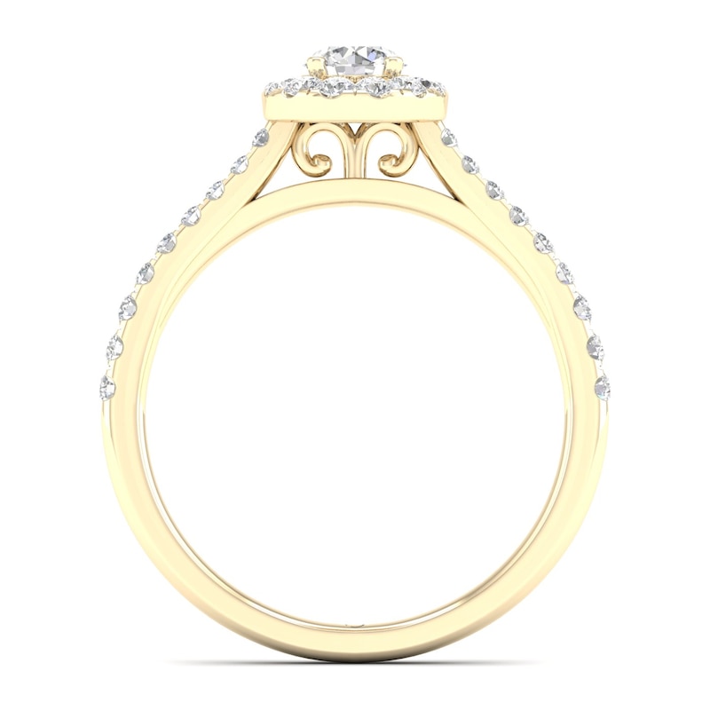 The Diamond Story 18ct Yellow Gold Pear 0.50ct Total Diamond Ring