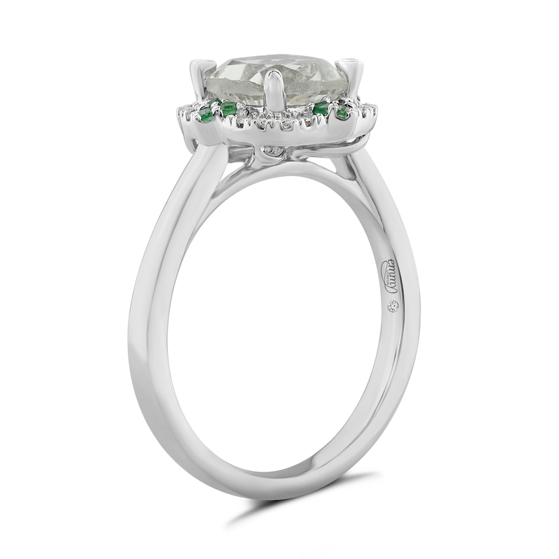 Emmy London 18ct White Gold Green Quartz & Diamond Ring