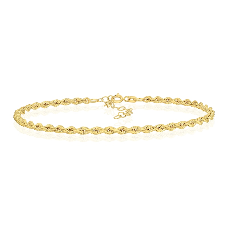 9ct Yellow Gold Adjustable 9 Inch Rope Chain Anklet