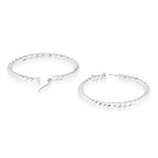 Silver 30mm Rope Hoop Earrings H.Samuel