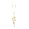 Thumbnail Image 1 of 9ct Yellow Gold 3 CZ Cultured Freshwater Pearl Leaf Pendant