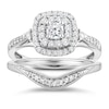 Thumbnail Image 0 of Perfect Fit 9ct White Gold 0.50ct Diamond Cushion Halo Bridal Set