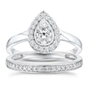 Thumbnail Image 0 of Perfect Fit 9ct White Gold 0.50ct Diamond Pear Halo Bridal Set