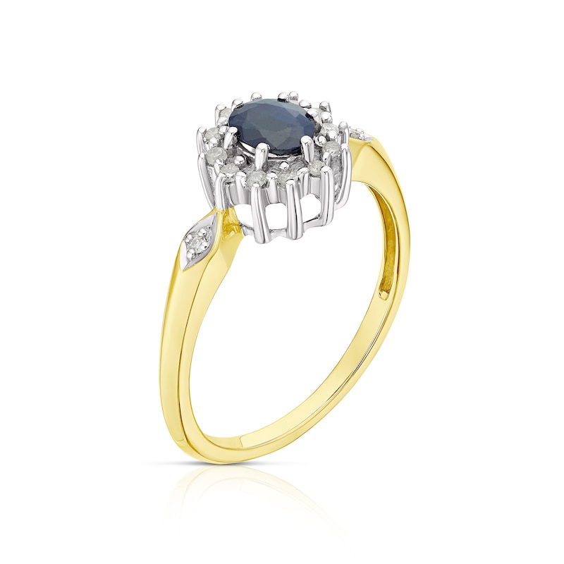 9ct Yellow Gold Blue Sapphire Diamond Ring
