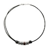 Thumbnail Image 1 of Fossil Men's Black Leather & Steel Rondell Bead Necklace