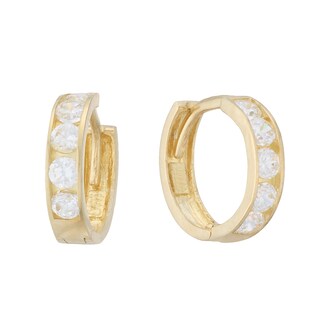 9ct Gold Children's 8mm Cubic Zirconia Huggie Hoop Earrings|H.Samuel
