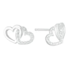 Thumbnail Image 0 of Sterling Silver Cubic Zirconia Double Heart Stud Earrings