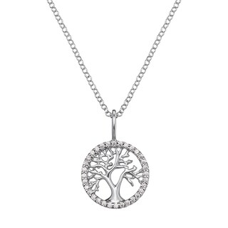 Angel Whisperer Tree Design Sterling Silver Necklace H.Samuel