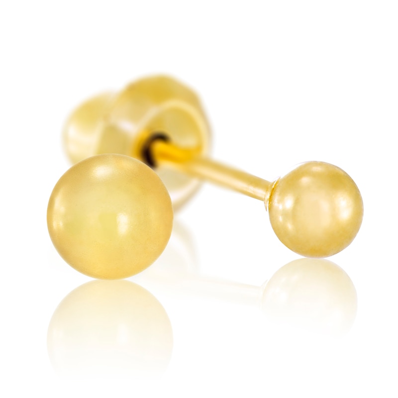 14ct Yellow Gold 3mm Ball Studs For Ear Piercing