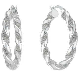 Sterling Silver Glitter Twist 23mm Hoop Earrings H.Samuel