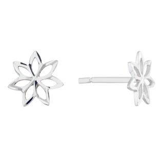 Silver DiamondCut Flower Stud Earrings H.Samuel